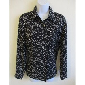 VTG Meg Allen Liz Claiborne Blouse Size Medium Geometric Print Career Top